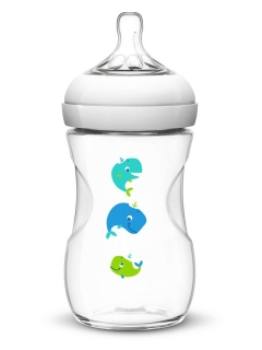Dojčenská fľaša Avent Natural 260 ml biela veľryba