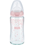 Sklenená dojčenská fľaša NUK First Choice 240 ml ružová