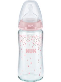 Sklenená dojčenská fľaša NUK First Choice 240 ml ružová