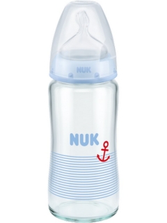 Sklenená dojčenská fľaša NUK First Choice 240 ml modrá