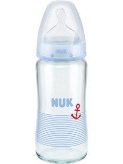 Sklenená dojčenská fľaša NUK First Choice 240 ml modrá