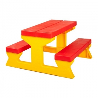 STAR PLUS Detský záhradný nábytok Stôl a lavičky červeno žltý