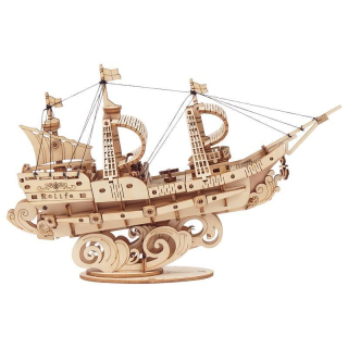 Robotime Drevené 3D puzzle Vojenská plachetnica 118 ks